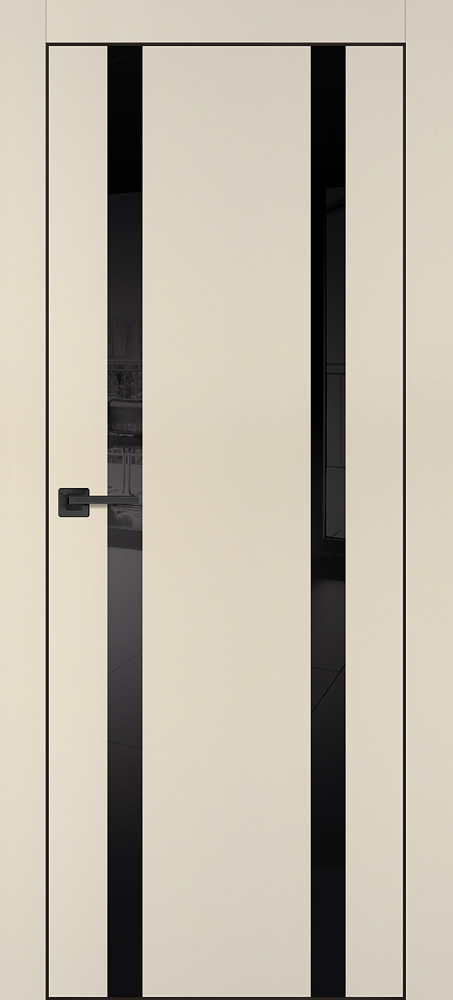 Фото Межкомнатная дверь PX-9  черная кромка с 4-х ст. Бежевый матовый