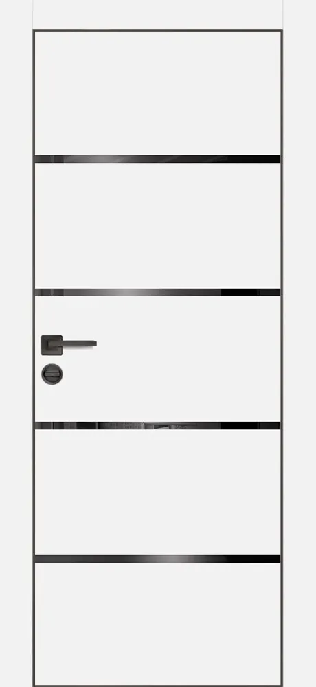 Фото Межкомнатная дверь PX-17 черная кромка с 4-х ст. Белый матовый