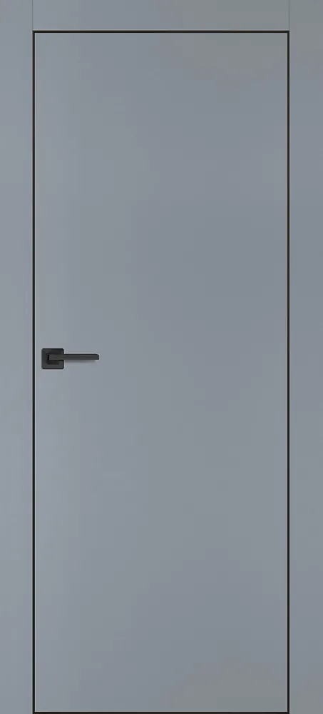 Межкомнатная дверь PX-1 черная кромка с 4-х ст. Серый матовый