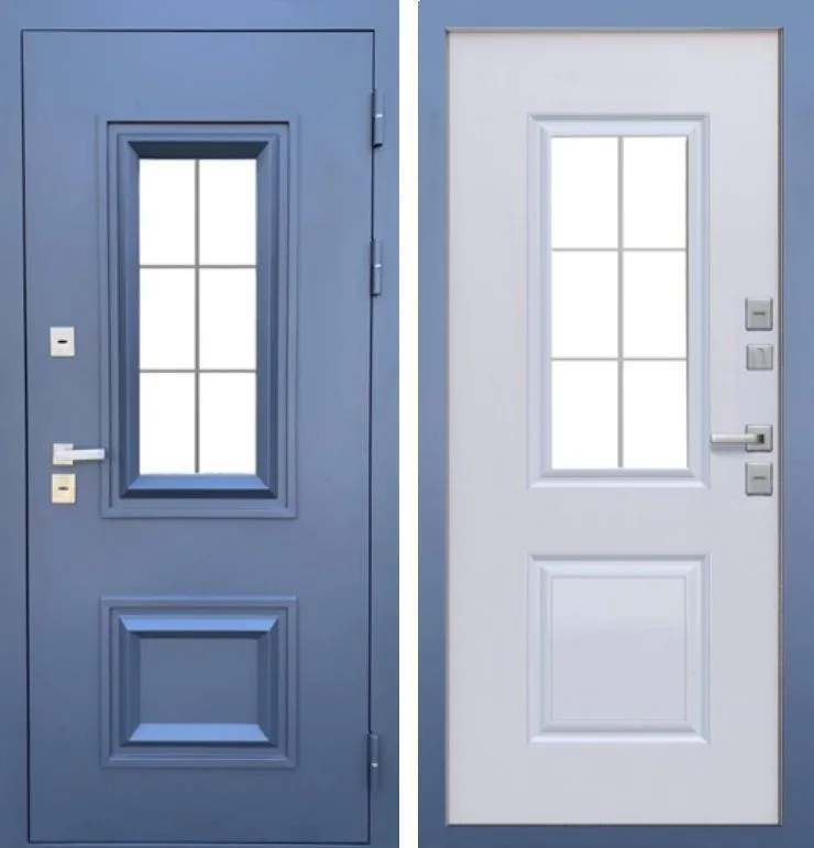 Фото Дверь MXD ТЕРМО ТИТУЛ « ТТ » стеклопакет муар серый RAL 7024 DIS007173